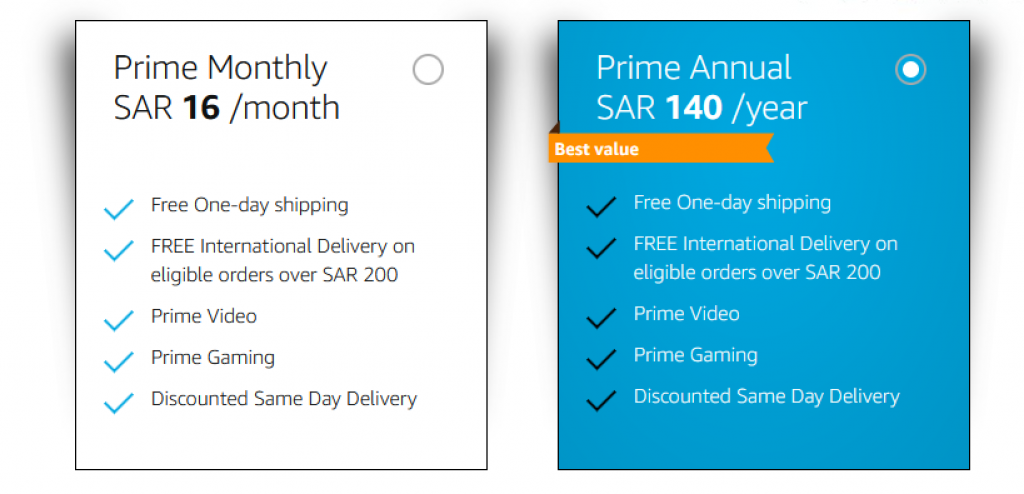 Amazon PRime KSA pricing Plans